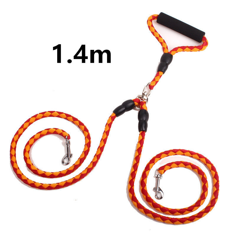 DuoLead Overview: HEAVY DUTY - Our Strong and heavy duty leash is constructed from high-quality real mountain climbing nylon rope. Made with strongest 1/2 inch diameter rock climbing rope and very durable metal clip hook for you and your dog safe. REFLECT