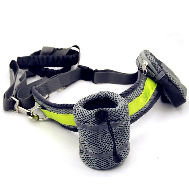 GoPaws [product name]: dog running traction set four-piece [product color]: gray black green red [product material]: nylon [product specifications]: length 144cm, waist circumference: 78-110cm [Product Description]: This is a retractable and adjustable sp