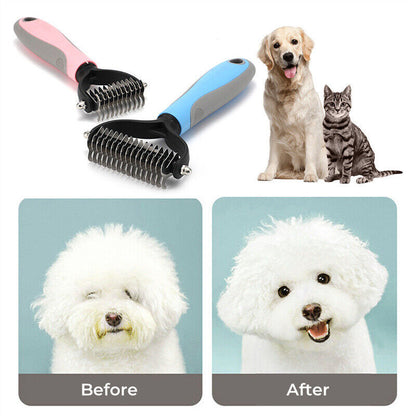 DualFur™ – 2-Sided Deshedding & Dematting Pet Comb Product Details： Dual-Sided Design: Start with 9 teeth side for stubborn mats and tangles and finish with 17 teeth side for thinning and de-shedding. Achieve faster and more professional de-matting and gr