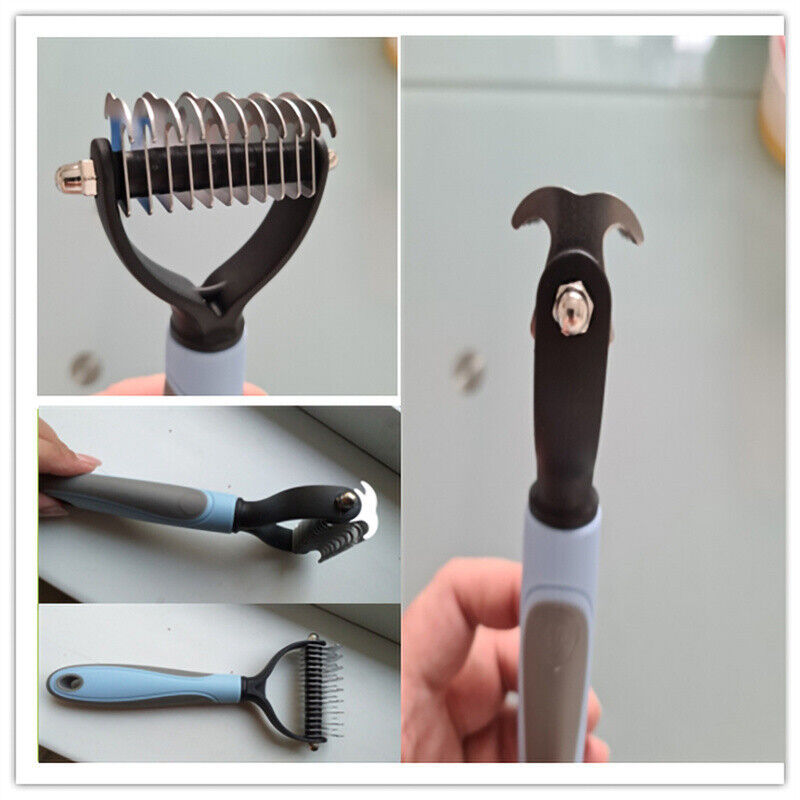 DualFur™ – 2-Sided Deshedding & Dematting Pet Comb Product Details： Dual-Sided Design: Start with 9 teeth side for stubborn mats and tangles and finish with 17 teeth side for thinning and de-shedding. Achieve faster and more professional de-matting and gr