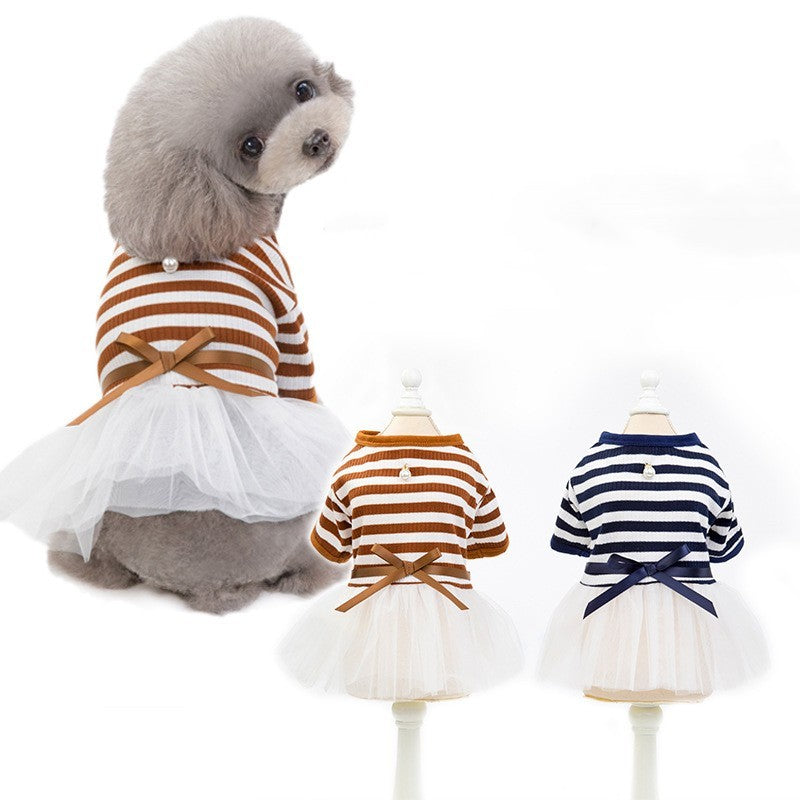 Teddy Bear Dog Outfit – Cute Clothes for Small Pets Product information: Material: cotton Product category: skirt Applicable gender: female Color: coffee, dark blue Size: XS, S, M, L, XL Packing list: Pet clothing*1 Pet Dresses