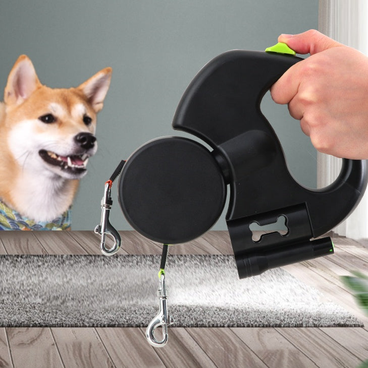 PawPair Overview: Made of high-quality plastic and nylon material, won't be destroyed by your dogs. The traction rope is automatic retractable, really convenient and stored easily. One-to-two automatic telescopic traction rope, easy to walk two dogs. With