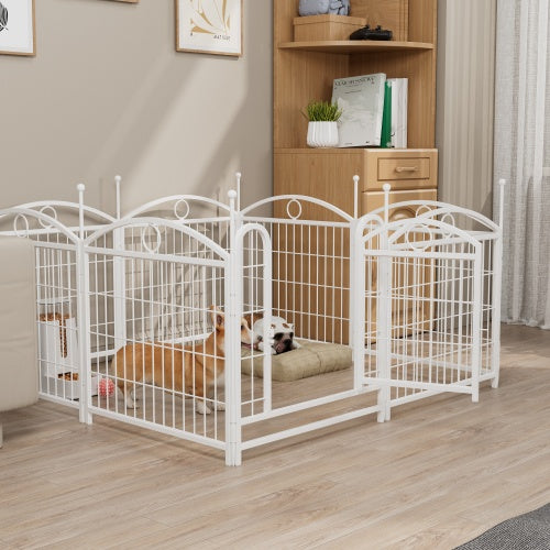 FortPaw Dog Crate 24" Foldable 8-Panel Metal Dog Playpen – Indoor & Outdoor Pet Exercise Pen (White) Create a safe, spacious, and flexible play area for your furry friend. Whether you're indoors or out, this durable and portable dog playpen provides the i