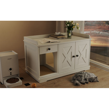 Indoor Cat House With Storage Drawer Side Table