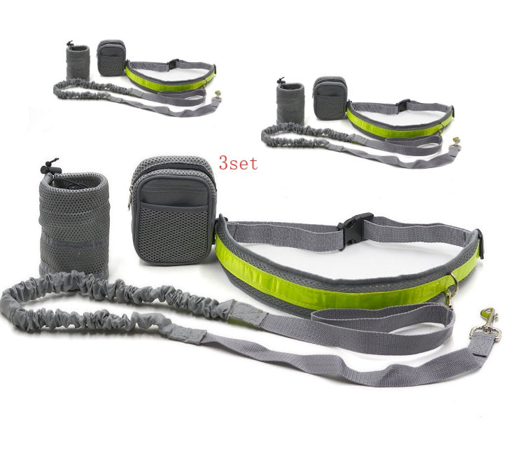 GoPaws [product name]: dog running traction set four-piece [product color]: gray black green red [product material]: nylon [product specifications]: length 144cm, waist circumference: 78-110cm [Product Description]: This is a retractable and adjustable sp