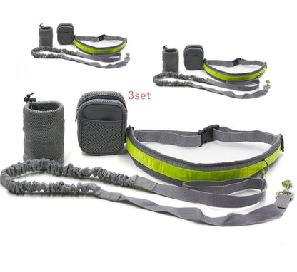 GoPaws [product name]: dog running traction set four-piece [product color]: gray black green red [product material]: nylon [product specifications]: length 144cm, waist circumference: 78-110cm [Product Description]: This is a retractable and adjustable sp
