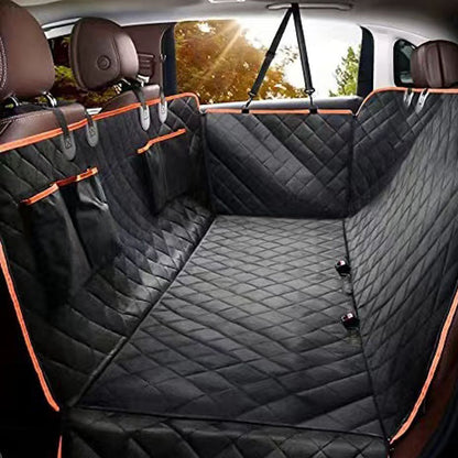 FurSafe Travel Mat Product information: Color: Orange edge-double pocket, all black-double pocket, Orange edge with Net-double pocket Specification: 147 * 137cm Material: Oxford cloth Applicable object: Dog Packing list: Pet pad + with 2 lanyards Product