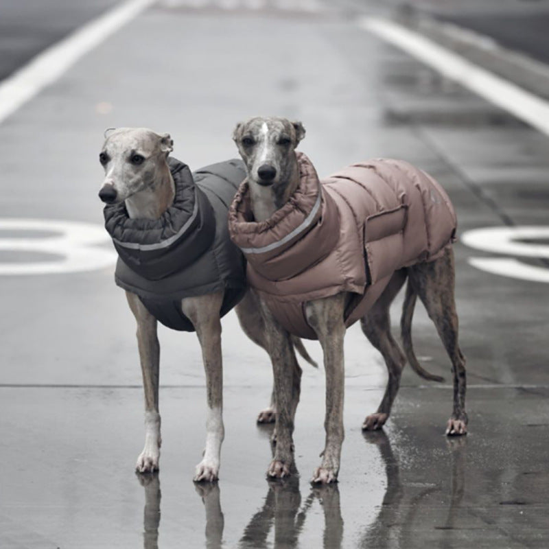 CozyCore™ Cotton Dog Coat Product information: Color: Dark gray, pink For: dogs Material: 100% recycled polyester Size Information: Size: S/M/L/XL Packing list: 1* Waistcoat Product Image: Pet Coats