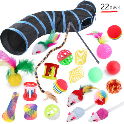 PlayKit™ – Cat Tunnel & Toy Set for Endless Fun Product information: Color: B99501,B99502,B99503,B99504,B99505 Specifications: 22-piece set (random color of accessories) Material: Polyester Import or not: no Category: Pet Toys Packing list: Pet toy set *1