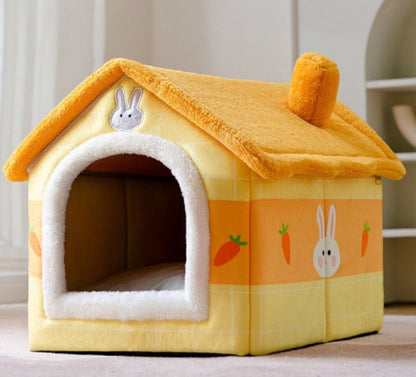 SnuggleHaus™ Enclosed Bed Overview: 1.Self-warming Fabric. Premium synthetic plush fur, a combination of comfortable and breathable, cozy, warm. 2.Durable Bottom. Can be placed in a balcony corridor or other places without worrying about sliding, providin