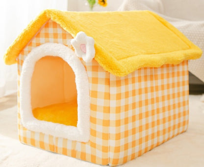 SnuggleHaus™ Enclosed Bed Overview: 1.Self-warming Fabric. Premium synthetic plush fur, a combination of comfortable and breathable, cozy, warm. 2.Durable Bottom. Can be placed in a balcony corridor or other places without worrying about sliding, providin
