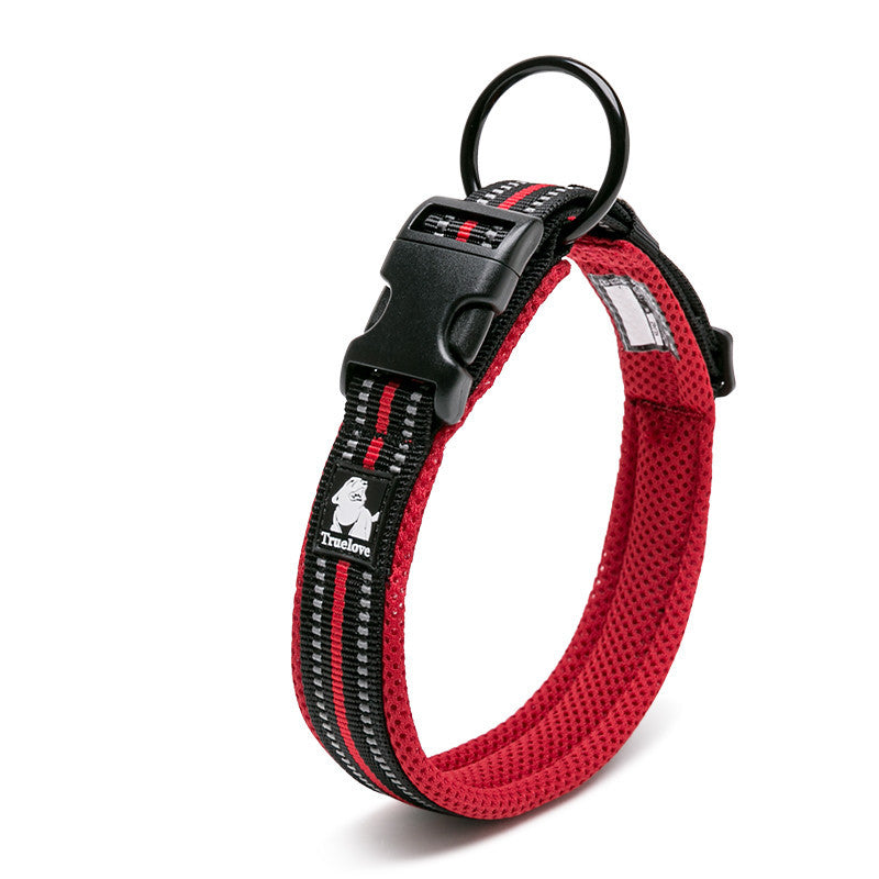 LumiLeash Describe: Type: reflective 3M soft padded dog collar Material: mesh, nylon, 3M reflective Color: orange, black, neon yellow, blue, fuchsia... Feature: 1. The nylon webbing with 3M reflective material ensures good visibility and safety when walki