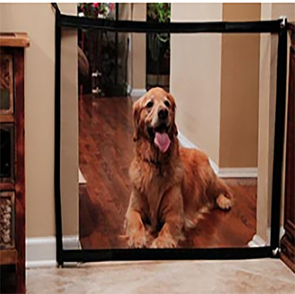 PawBlock Safety Fence Magic Pet Safety Gate – Portable Mesh Barrier for Doors, Stairs & More Keep Your Pet Safe Without Sacrificing Style or Space Overview Create a safe, pet-friendly space instantly with this Magic Mesh Pet Safety Gate – the perfect solu