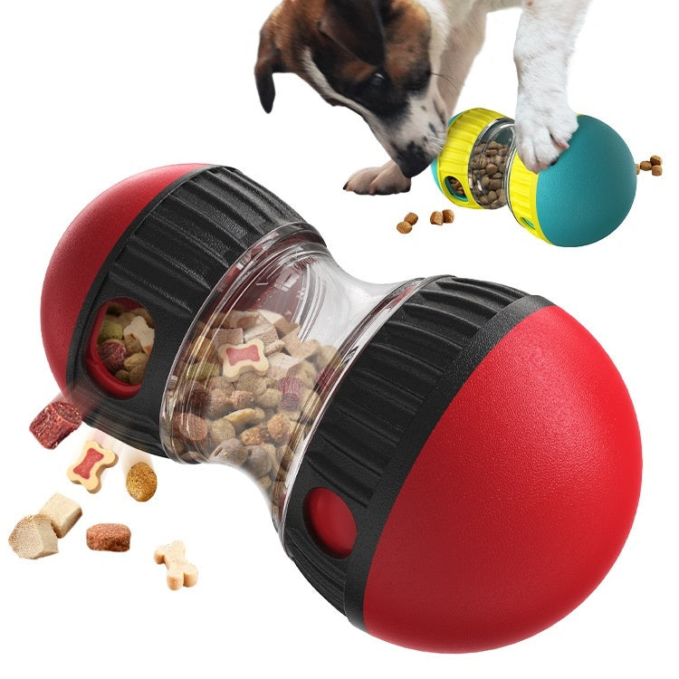 TreatTumbler Overview: DURABLE MATERIAL & THICKENED LARGE BARN - To ensure long-term use and pet health and safety, both ends of the dumbbell treat dispensing dog toy and dog treat dispenser toy are made of durable non-toxic nylon. And we thickened and en