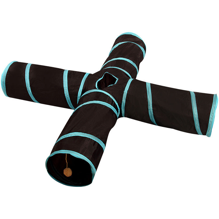 Multi-Channel Cat Tunnel – Portable & Fun Hideout for Pets Overview: This folding soft tunnel suits all small pets, including rabbits, ferrets, guinea pigs, puppies and kittens. Pets will enjoy playing in this tunnel, running back and forth, exploring, ow