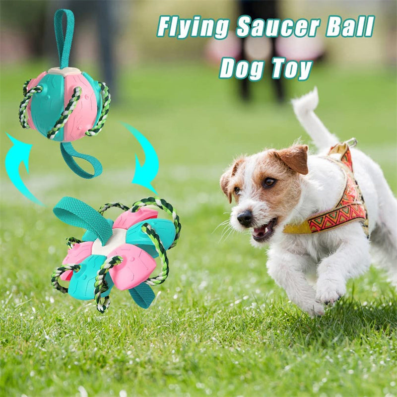 PawKick™ 2-in-1 Frisbee Ball Dog Toy – Bounce, Chew, Tug, and Play Anywhere! Take fetch and tug-of-war to the next level with this super creative transforming Frisbee Ball! Whether it’s flying high through the air or bouncing back into a sphere mid-flight