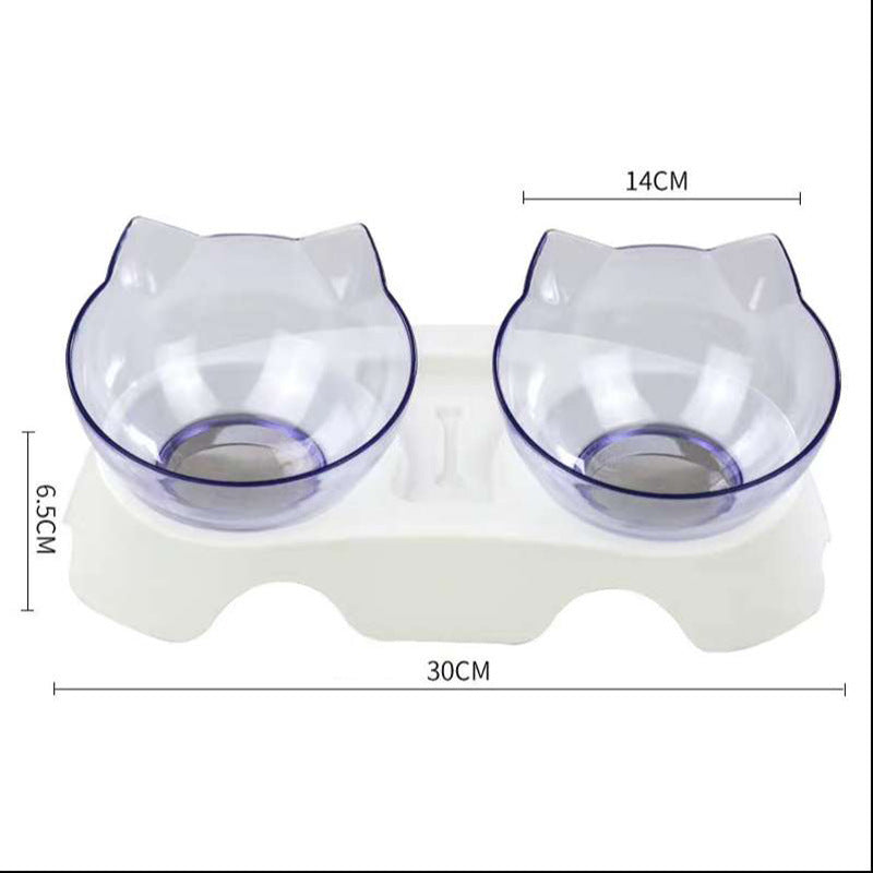 FurSpine Cat Feeder Product information: Shape:Round Material: Plastic Complete automatic feeding: Yes Product No.: Cat head transparent double bowl Color: Transparent cat head bowl Easy to clean transparent bowl: For dogs and cats Transparent bowl of cat