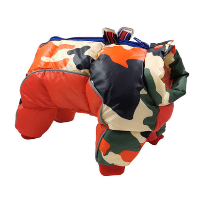 Cold Weather Dog Coat – Four-Legged Cotton Jacket New dog clothes autumn and winter pet camouflage cotton padded clothes waterproof and cold proof dog coat jacket four leg clothes cotton clothes Material: Cotton Product category: cotton padded clothes Sty