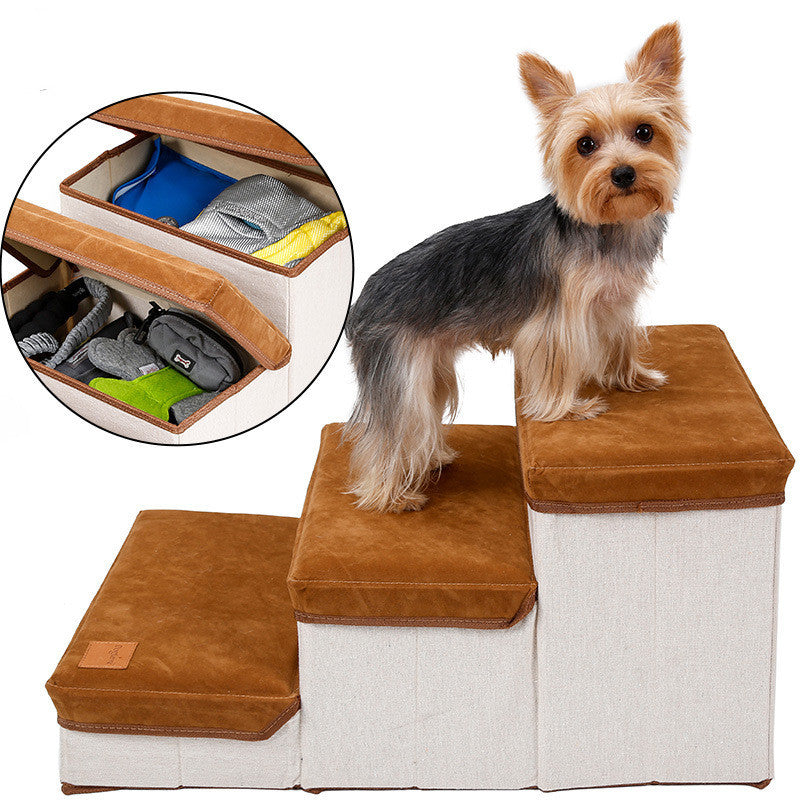 PawFold Pet Stairs Product Information: Color: brown Material: flannel + cotton Maximum load-bearing capacity: 25KG Packing Cloth storage box *1 Pet Steps & Ramps