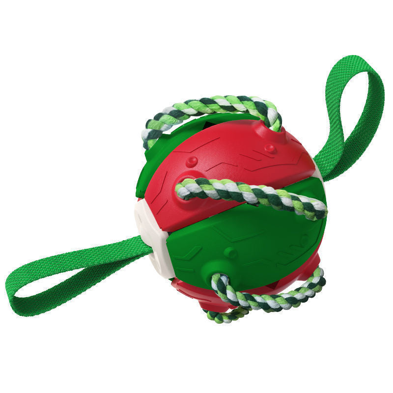PawKick™ 2-in-1 Frisbee Ball Dog Toy – Bounce, Chew, Tug, and Play Anywhere! Take fetch and tug-of-war to the next level with this super creative transforming Frisbee Ball! Whether it’s flying high through the air or bouncing back into a sphere mid-flight
