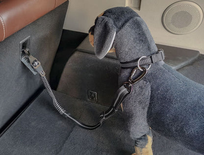 SteadyStride Pet Leash Product information: Name: Elastic Adjustable Pet Seat Belt Material: polyester + zinc alloy Specifications: Minimum size 70cm, maximum stretchable length 125cm Weight: net weight 185g, Mao Zhong 188g (safety belt + simple packaging
