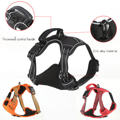 EasyWalk Reflective Harness Product information: Material: Polyester Specifications: S (bust 40-60cm), M (bust 55-70cm), L (66-90cm), XL (78-105cm) Color: black, red, fluorescent orange Packing list: Dog chest strap x1 Picture details: Size Suitable weigh