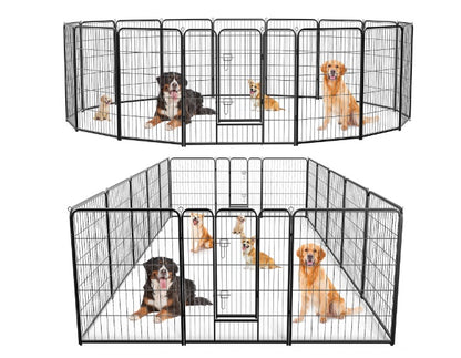 PawPlay Indoor Fence Dog Playpen – Model Specifications Model Code Panels Height (in) Configuration Assembled Dimensions (L × W × H) Package Size (L × W × H) Net Weight Gross Weight ZHUMI-DOGF-8S01-24S 8 Panels 23.60" Single Door 92.10" × 32.60" × 23.60"