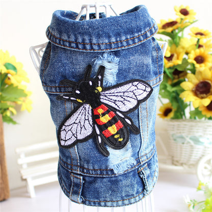 Designer Denim Dog Jacket – Trendy Vest for Small Pets Overview: Denim one piece dog jacket are made from soft denim fabric, durable and comfortable, prevent your pets effectively from direct sunlight in summer, keep warm in fall and winter. Machine-washa