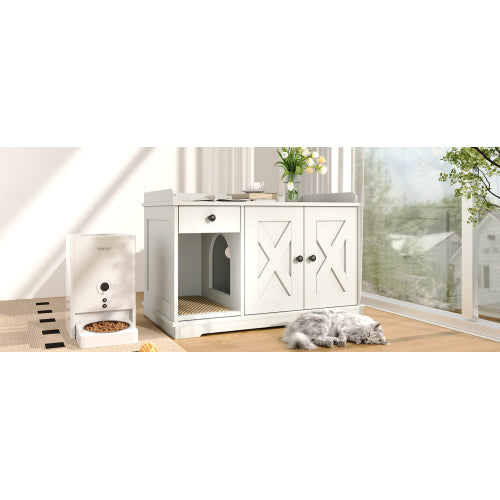 Indoor Cat House With Storage Drawer Side Table