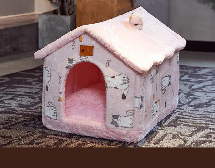 SnuggleHaus™ Enclosed Bed Overview: 1.Self-warming Fabric. Premium synthetic plush fur, a combination of comfortable and breathable, cozy, warm. 2.Durable Bottom. Can be placed in a balcony corridor or other places without worrying about sliding, providin
