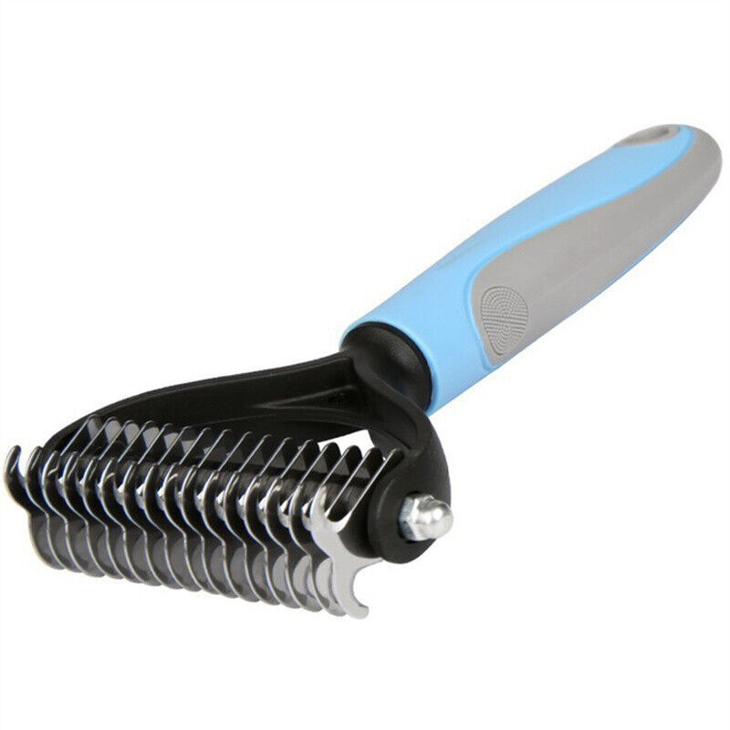 DualFur™ – 2-Sided Deshedding & Dematting Pet Comb Product Details： Dual-Sided Design: Start with 9 teeth side for stubborn mats and tangles and finish with 17 teeth side for thinning and de-shedding. Achieve faster and more professional de-matting and gr