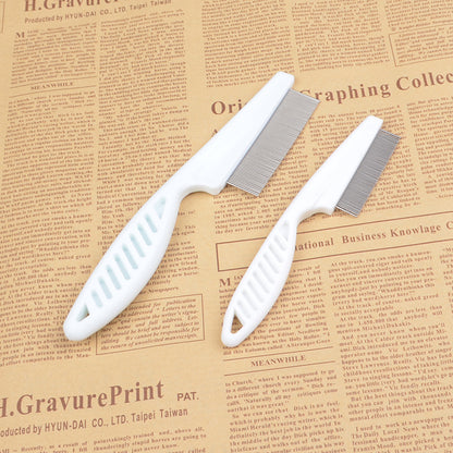 FleaFine™ Pet Comb Product Name: With handle in addition to flea comb Product color: white Product specifications: small (full length 14CM width 3CM) needle row (long 5CM needle length 1CM) Large (full length 18CM wide 4.5CM) needle row (length 6.5CM need