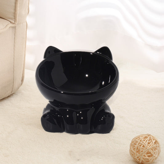 BevelPaw Pet Feeder Product information: Material: Ceramic Applicable object: Cat Specifications: stretch Blue, stretch pink, stretch White, stretch Green, stretch orange, stretch black Category: Pet tableware Size: Packing list: Bowl*1 Product Image: Bow