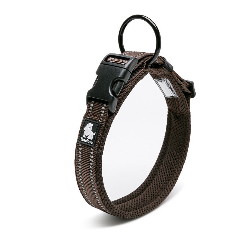 LumiLeash Describe: Type: reflective 3M soft padded dog collar Material: mesh, nylon, 3M reflective Color: orange, black, neon yellow, blue, fuchsia... Feature: 1. The nylon webbing with 3M reflective material ensures good visibility and safety when walki