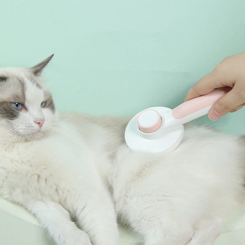 GlideMate™ Pet Grooming Comb Overview: - 135-degree needle comb, no damage to pet skin - Open knots and hair removal, comb through to the end - Round comb handle, not tired after holding - One-key self-cleaning, easy to clean Specification: Material: ABS,