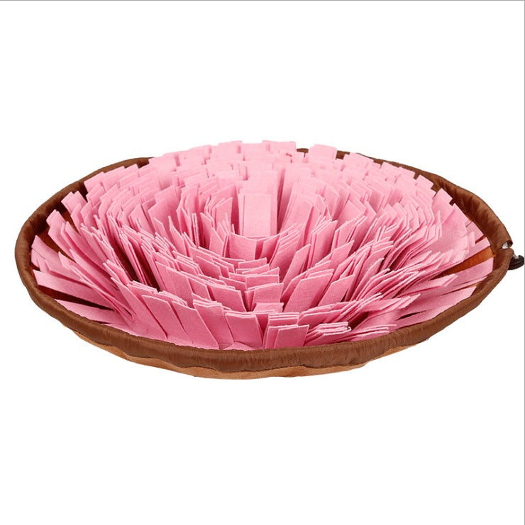 SniffMaze™ – Puzzle Mat for Smarter Meals Overview: PP belt storage Environmental protection felt cloth Specification: Material: Felt cloth Size: Storage: 26*26*13cm Bowl: 30*30*10cm Mat: 48*48*8 Weight: 240g Package Content: 1 x Mat Puzzles & Treat-Dispe