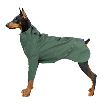 Reflective Dog Jacket with Leash Hole – Safe & Functional Product information: Fabric: acrylic Color classification: military green, orange Pet clothing style: raincoat Size: XS S M L XL XXL XXXL Size information： Packing list: Raincoat*1 Pet Safety Vests