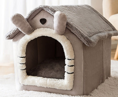 SnuggleHaus™ Enclosed Bed Overview: 1.Self-warming Fabric. Premium synthetic plush fur, a combination of comfortable and breathable, cozy, warm. 2.Durable Bottom. Can be placed in a balcony corridor or other places without worrying about sliding, providin