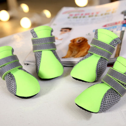 Waterproof Teddy Dog Shoes – Cute & Protective Footwear Overview: The upper part of the shoes is the fabric of the diving suit. This material makes the shoes more comfortable. The reflective double magic wand design prevents falls and is safer at night. T