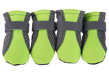 Waterproof Teddy Dog Shoes – Cute & Protective Footwear Overview: The upper part of the shoes is the fabric of the diving suit. This material makes the shoes more comfortable. The reflective double magic wand design prevents falls and is safer at night. T