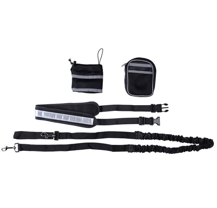 GoPaws [product name]: dog running traction set four-piece [product color]: gray black green red [product material]: nylon [product specifications]: length 144cm, waist circumference: 78-110cm [Product Description]: This is a retractable and adjustable sp