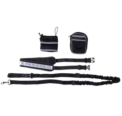 GoPaws [product name]: dog running traction set four-piece [product color]: gray black green red [product material]: nylon [product specifications]: length 144cm, waist circumference: 78-110cm [Product Description]: This is a retractable and adjustable sp