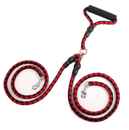 DuoLead Overview: HEAVY DUTY - Our Strong and heavy duty leash is constructed from high-quality real mountain climbing nylon rope. Made with strongest 1/2 inch diameter rock climbing rope and very durable metal clip hook for you and your dog safe. REFLECT
