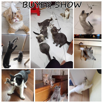 Interactive Cat Wand – Detachable Rod & Sucker Toy Product information: Material: feathers, hardware accessories, suction cups, PVC rods, steel wires Style: simple and stylish Features: funny cat Colour: Picture color Packing list: Funny cat stick*1 Produ