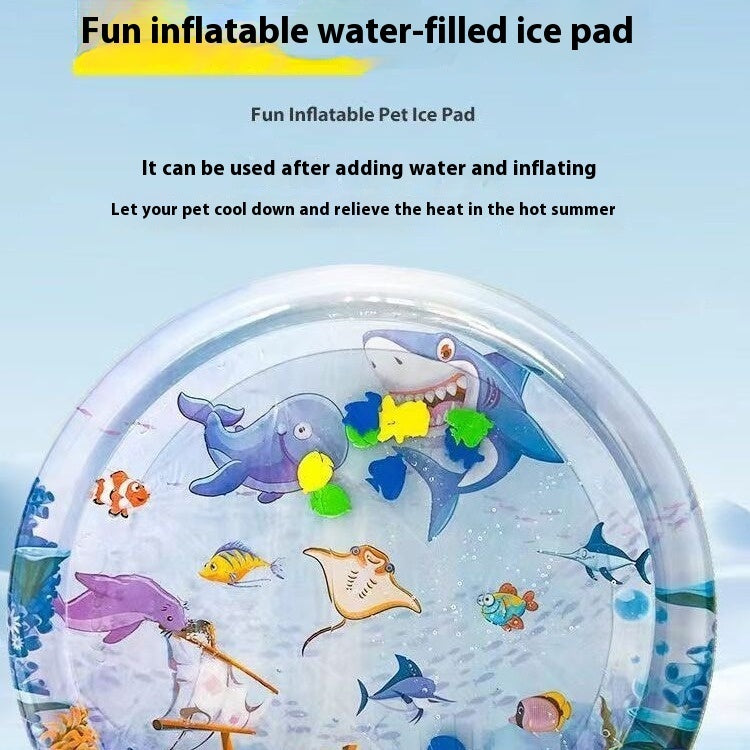Cooling Pet Bed – Summer Ice Mat for Dogs & Cats Overview: The enhanced thickness ensures water playmat durability and long-lasting use. This water playmat features a fish design that captures the attention of pets and children. This water playmat for cat