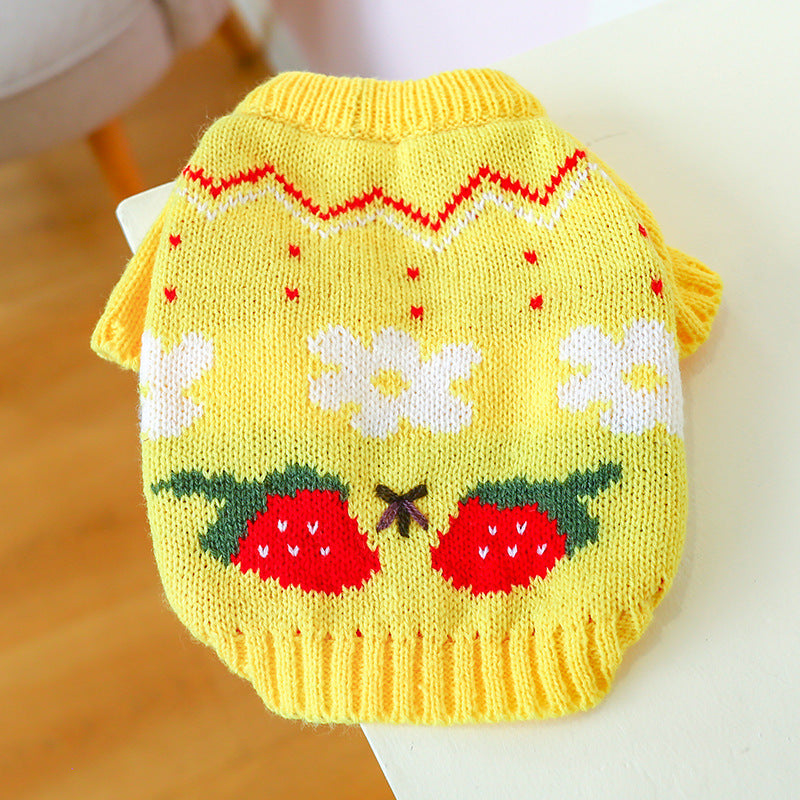 Cute Pet Sweater – Hollow Knit with Bow for Small Dogs & Cats Overview: 1. Winter Essential: This dog sweater is made of warm and comfortable knitted fabric, brings the warmth to your pet, no longer afraid of cold. 2. Popular Pattern: Designed with lattic