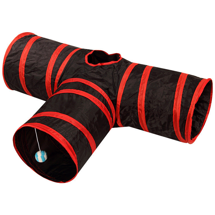 Multi-Channel Cat Tunnel – Portable & Fun Hideout for Pets Overview: This folding soft tunnel suits all small pets, including rabbits, ferrets, guinea pigs, puppies and kittens. Pets will enjoy playing in this tunnel, running back and forth, exploring, ow