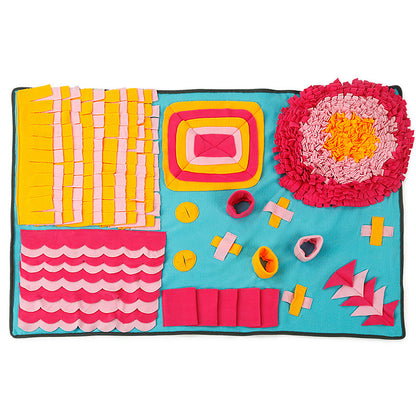 Interactive Puzzle Pet Sniffing Pad Blanket Smelling Traning Toy Overview : 1. Soft fleece upper with anti-slip bottom. 2. Machine Washable. 3. Pet expert says: 10 mins snuffle = 1 hour running. 4. Release Extra energy and keep your pet calm down. 5. Good
