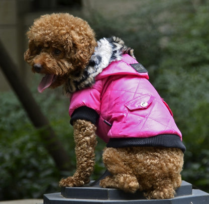 CozyRegal Fur Collar Dogwear Product Description: Item type: Pet clothing Material: Polyester spun, cotton, fleece Target audience: Dogs Size: Medium Season:Autumn, Winter Size： Size (XS, back, neck, chest): 5.91 / 15cm, 8.00 / 21cm, 11.00 / 29cm Size (S,