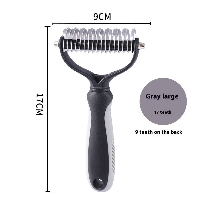 KnotAway™ Dual Pet Comb Product information: Specifications: Pink small size, pink large-sized, blue Small size small size, blue plus size, new style pink small size, new style pink pink large-sized, new blue color blue Small size small size, new blue col